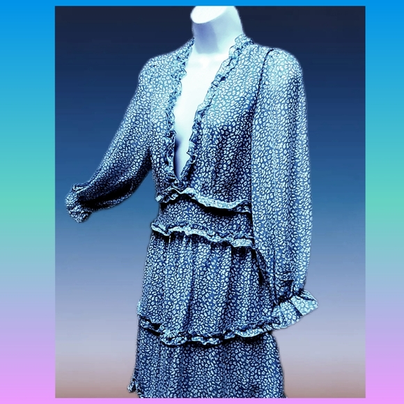 Ruffled Mini Dress with Plunging Neckline and Opened Back - Picture 5 of 8